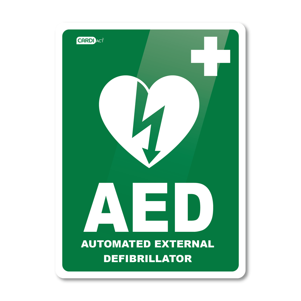 CARDIACT Poly AED Defibrillator Sign 22.5 x 30cm