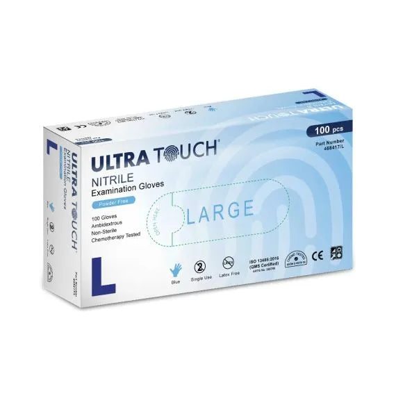 Ultra Touch Blue Nitrile Powder Free Gloves