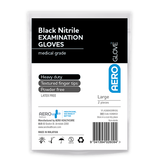 Large Black Nitrile Powder-Free Gloves Pair/2