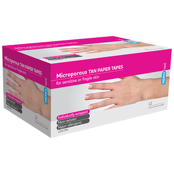 White Microporous Paper Tape 1.25cm x 5M Box/24