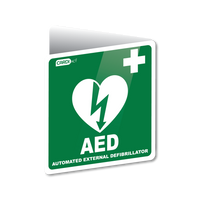 CARDIACT Poly AED Angle Bracket Sign 22.5 x 22.5cm