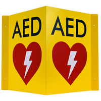 CARDIACT Metal Yellow AED Angle Bracket Sign – Large