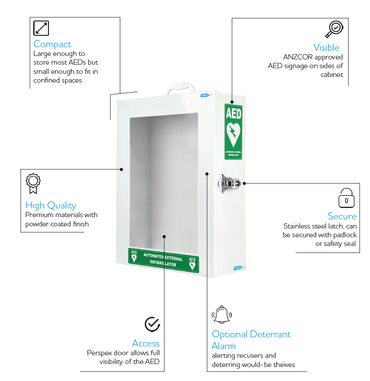 CARDIACT Alarmed AED Cabinet 49 x 35.5 x 14.5cm