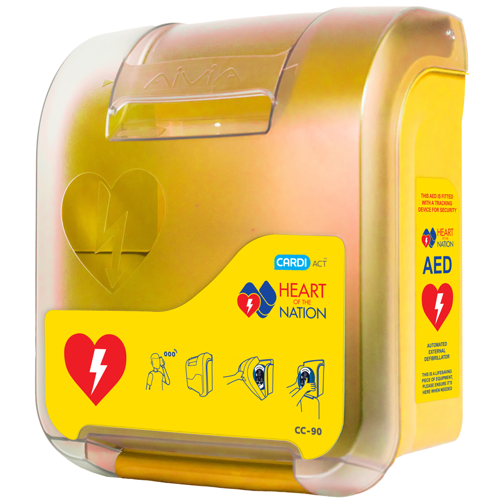 CARDIACT Alarmed AED Cabinet Yellow - 41 x 33 x 19cm