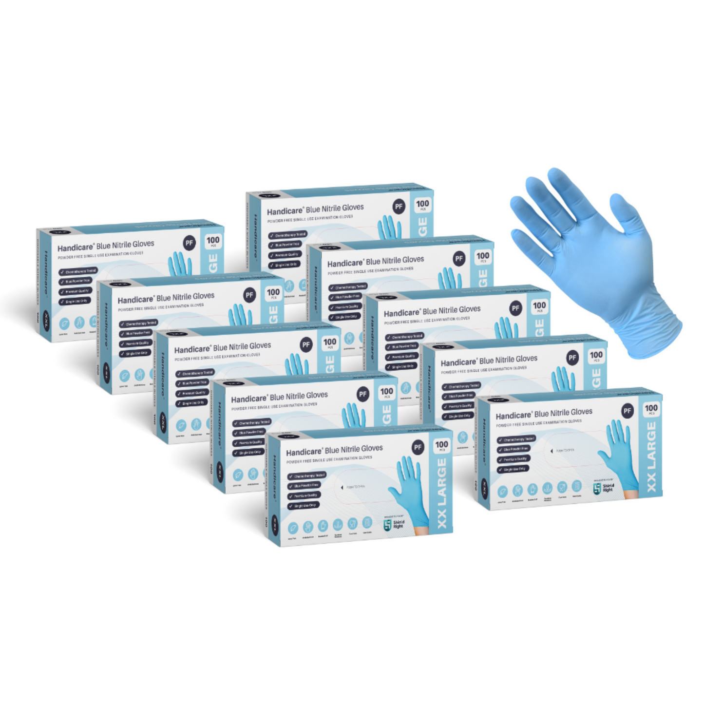Handicare Blue Nitrile Powder Free Examination (10/Boxes)