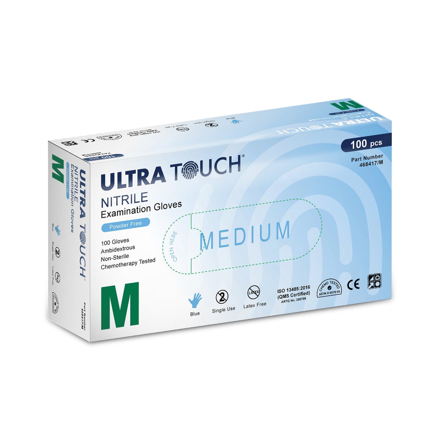 Ultra Touch Blue Nitrile Powder Free Gloves (10/Boxes)