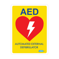 CARDIACT Yellow Poly AED Sign 22.5 x 30cm