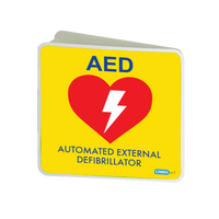 CARDIACT Yellow Poly AED Angle Bracket Sign 22.5 x 22.5cm