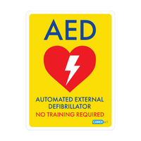 CARDIACT Yellow Poly AED Sign – No Training Required 22.5 x 30cm