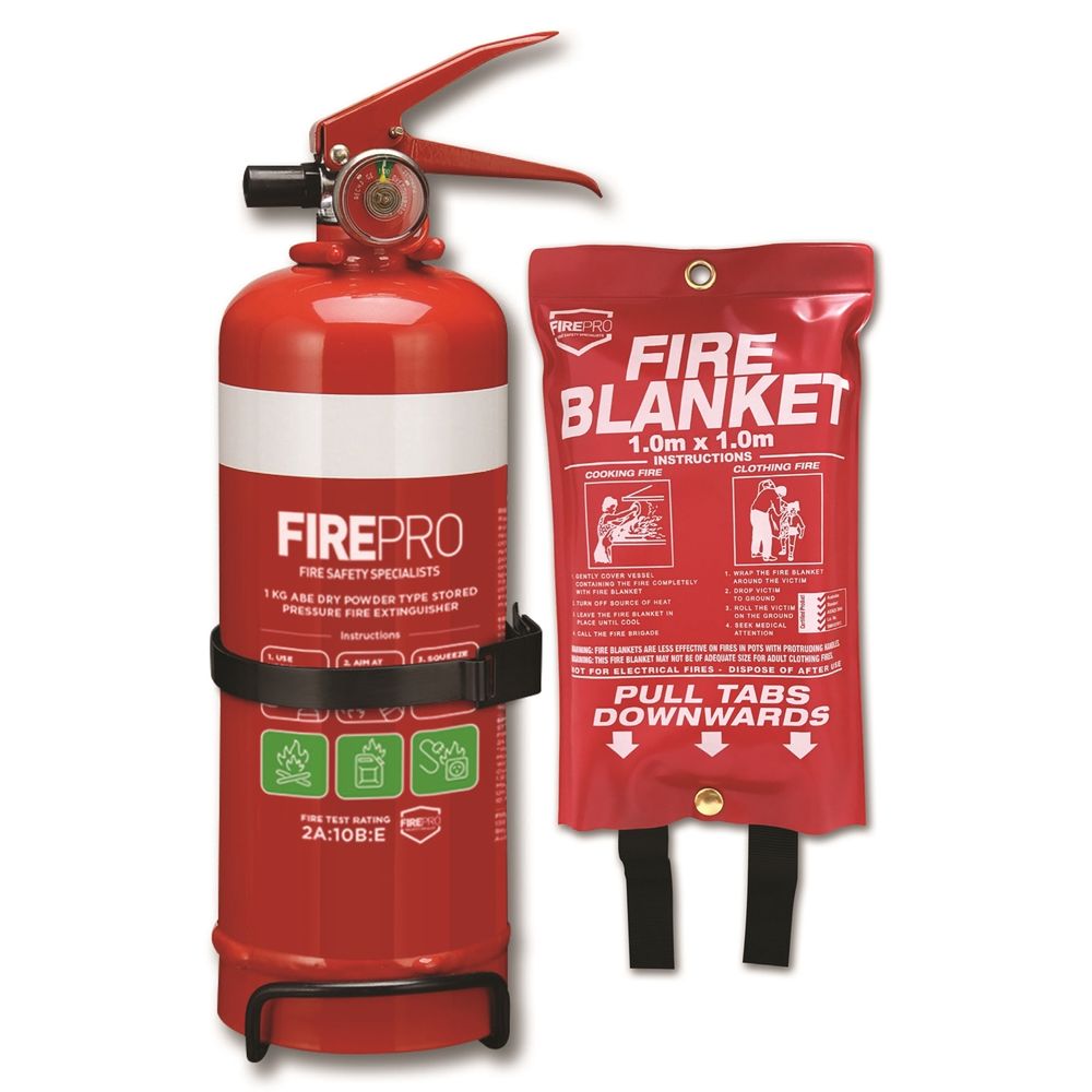Fire Pro Extinguisher 1kg and Blanket 1m x 1m Fire Safety Kit