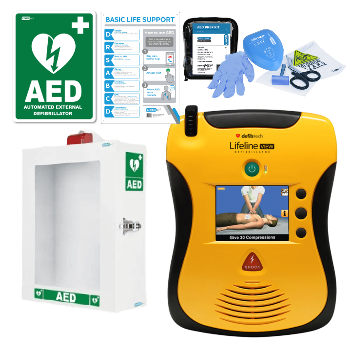 Defibtech Lifeline VIEW Defibrillator Package with Wall Cabinet