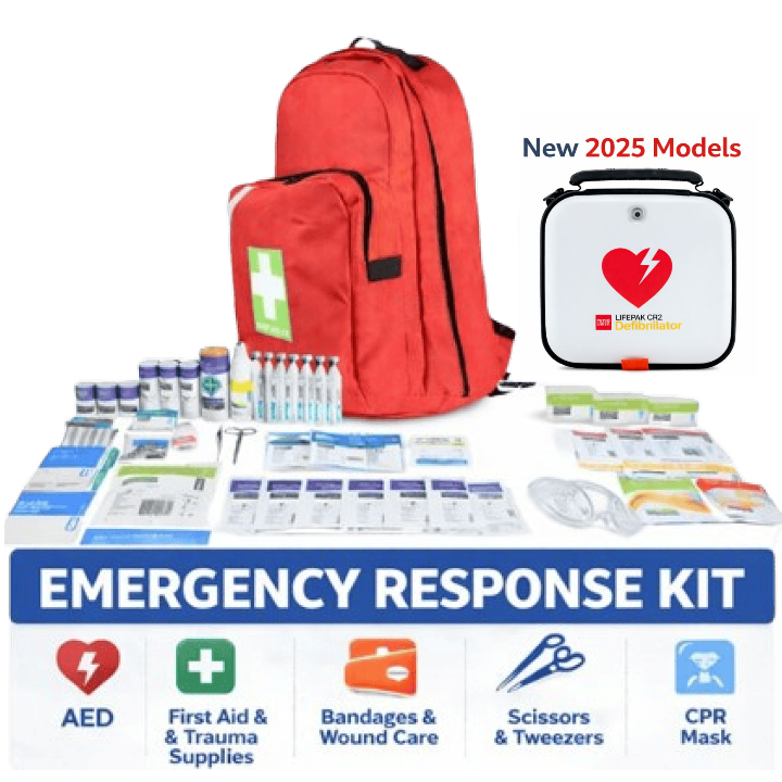 Emergency Response Kit with AED – LIFEPAK CR2 Essential Fully-Automatic Defibrillator