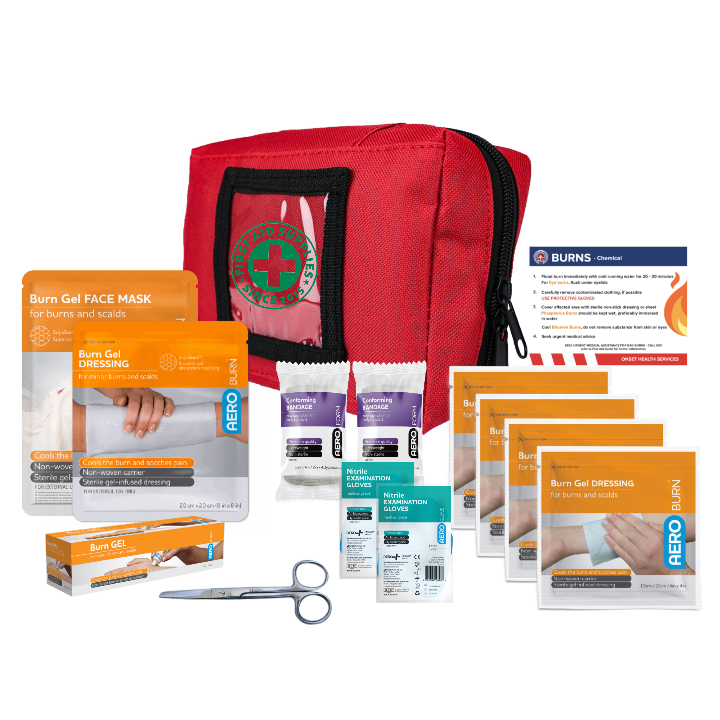 Large Commercial Burns First Aid Kit – Soft Pack (18 × 11 × 7 cm)