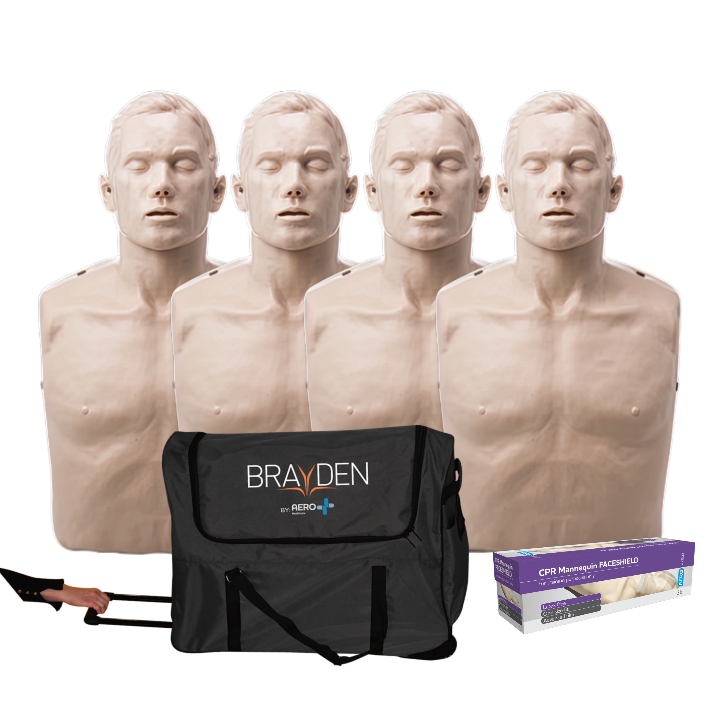 4-Pack BRAYDEN CPR Manikins - Without Lights – With Trolley Bag