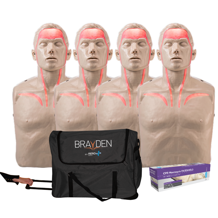4-Pack BRAYDEN CPR Manikins - With Lights – With Trolley Bag
