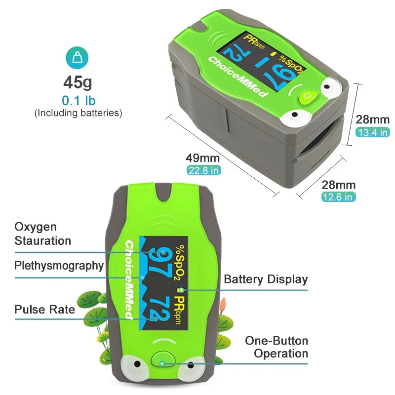 ChoiceMMed Paediatric Fingertip Pulse Oximeter - Frog